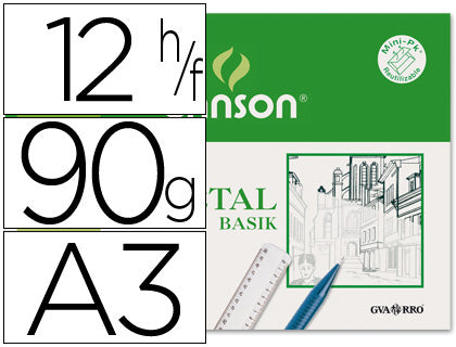 Papel vegetal guarro din a3 90 gr minipack de 12 hojas