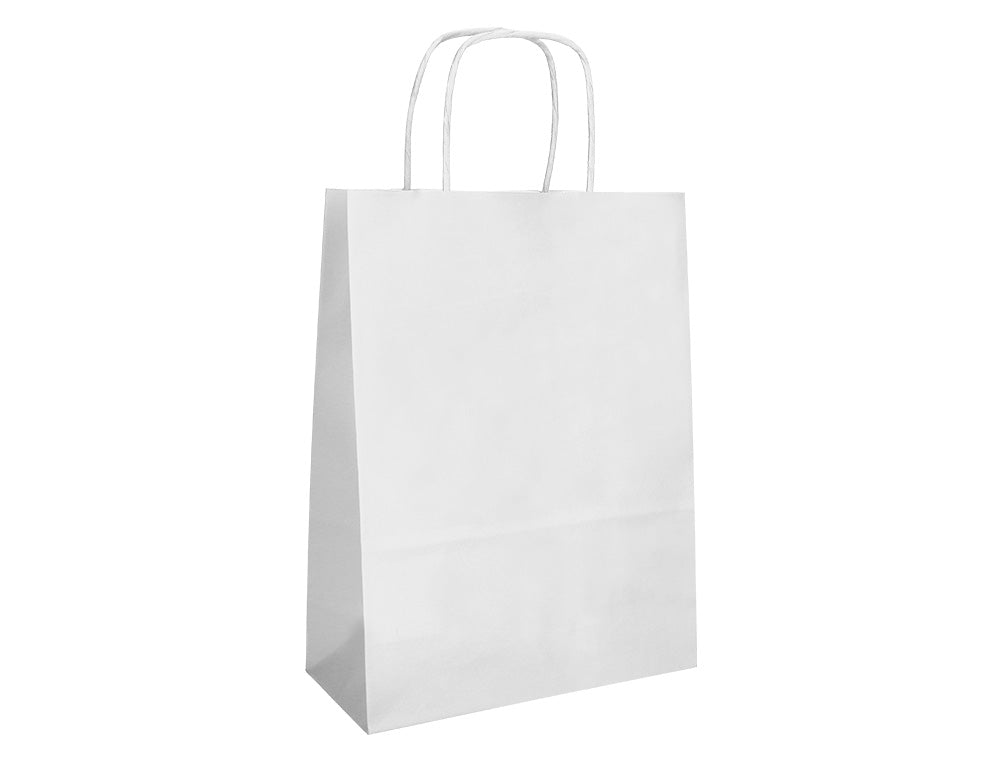 Bolsa papel q-connect celulosa blanco s con asa retorcida 240x320x10 mm