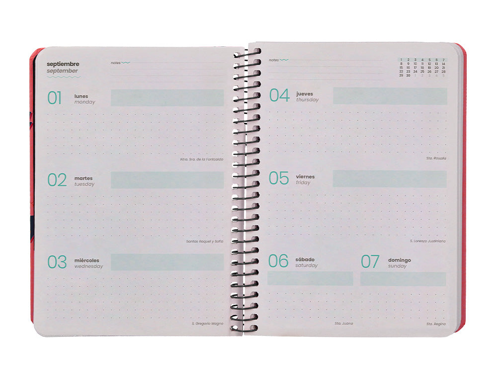 Agenda escolar liderpapel 25-26 espiral patterns zigzag semana vista a6 bilingüe papel fsc 80 gr