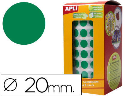 Gomets autoadhesivos circulares 20mm rollo de 1770 unidades