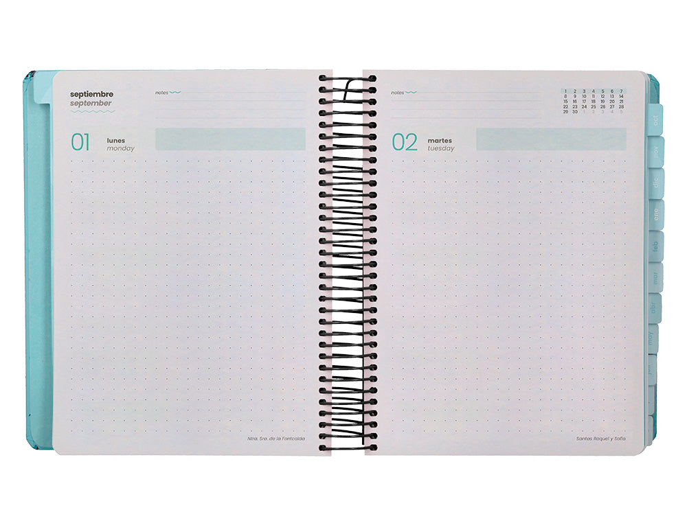 Agenda escolar liderpapel 25-26 espiral patterns triangulos dia pagina a5 bilingüe papel fsc 80 gr