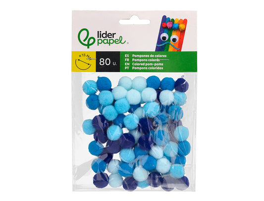 Pompones de colores liderpapel 1,5 cm bolsa con 80 unidades