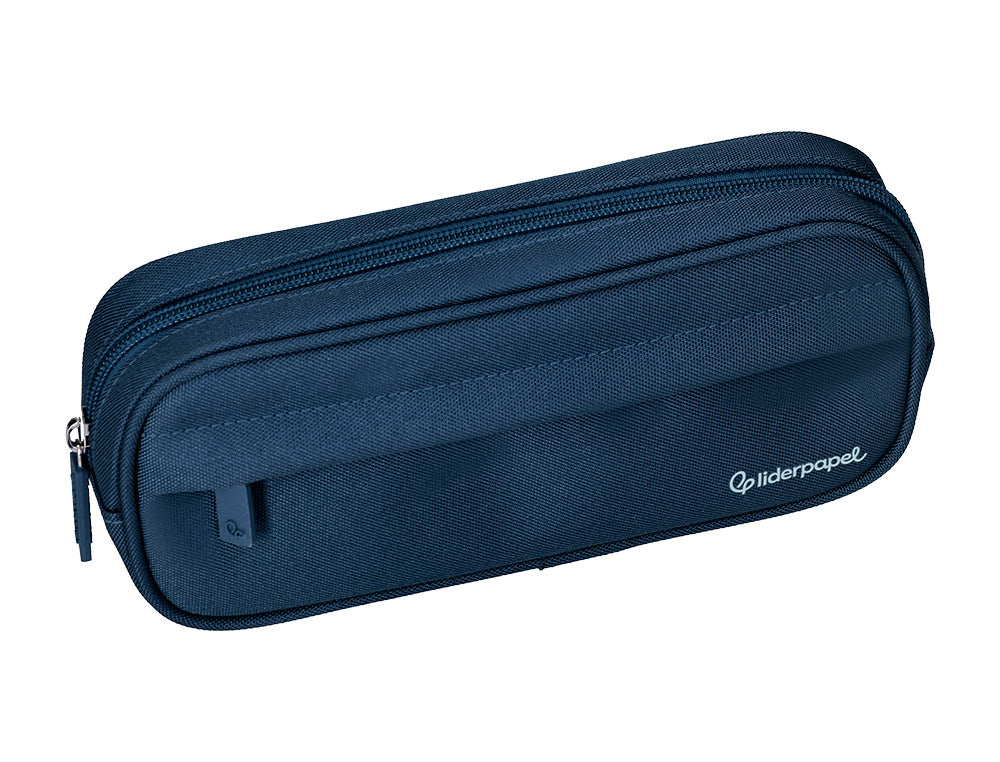 Estuche portatodo liderpapel classic ovalado 2 cremalleras con bolsillo delantero 210x90mm