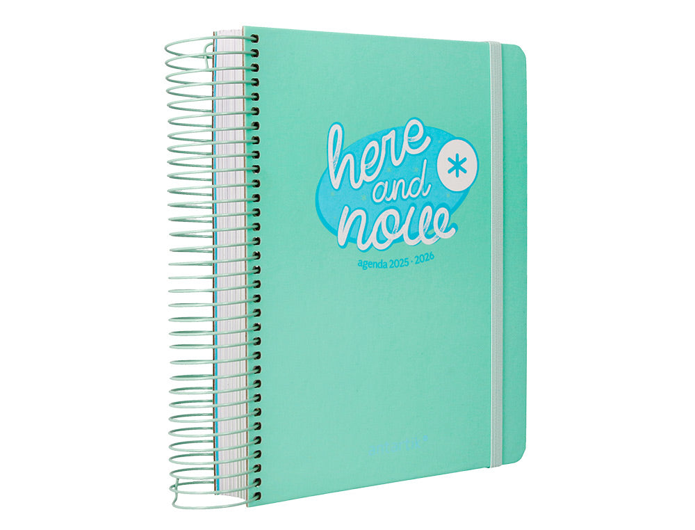 Agenda escolar antartik 25-26 espiral here and now azul pagina a5 bilingüe papel fsc 80 gr 80 gr