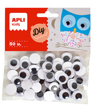 Bolsa ojos moviles negros 50 unid adhesivos