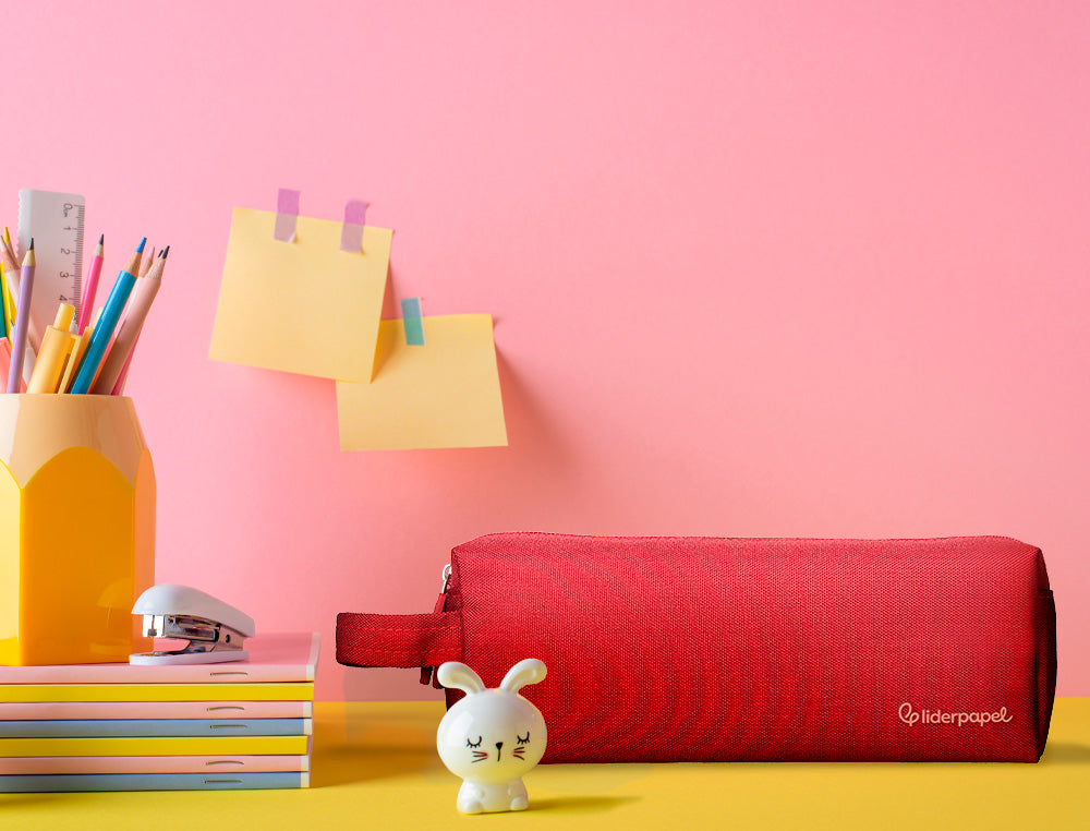 Estuche portatodo liderpapel classic rectangular con asa 2 cremalleras 210 x80mm 