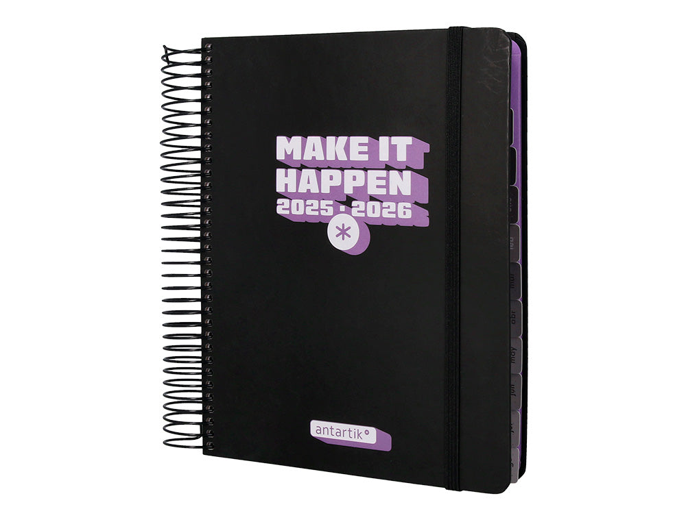Agenda escolar antartik 25-26 espiral neon dia pagina a5 bilingüe papel fsc 80 gr