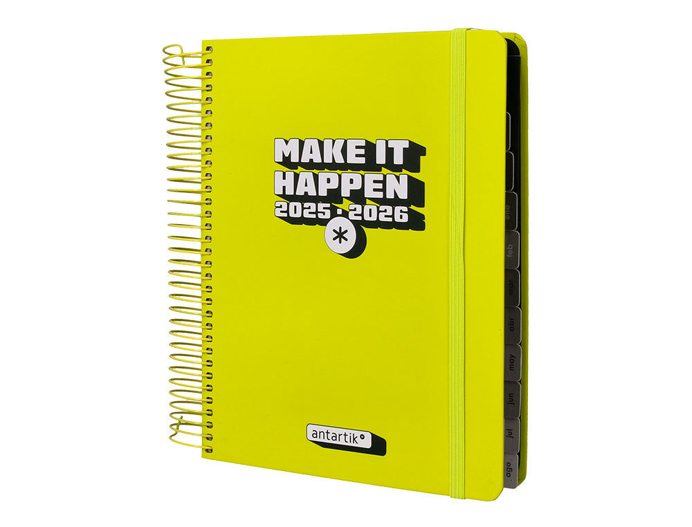 Agenda escolar antartik 25-26 espiral neon dia pagina a5 bilingüe papel fsc 80 gr
