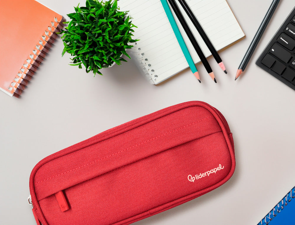Estuche portatodo liderpapel classic ovalado 2 cremalleras con bolsillo delantero 210x90mm