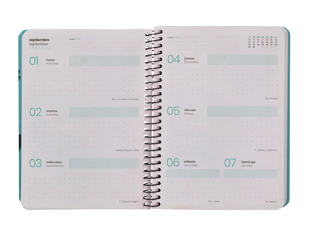 Agenda escolar liderpapel 25-26 espiral patterns triangulos semana vista a6 bilingüe papel fsc 80 gr