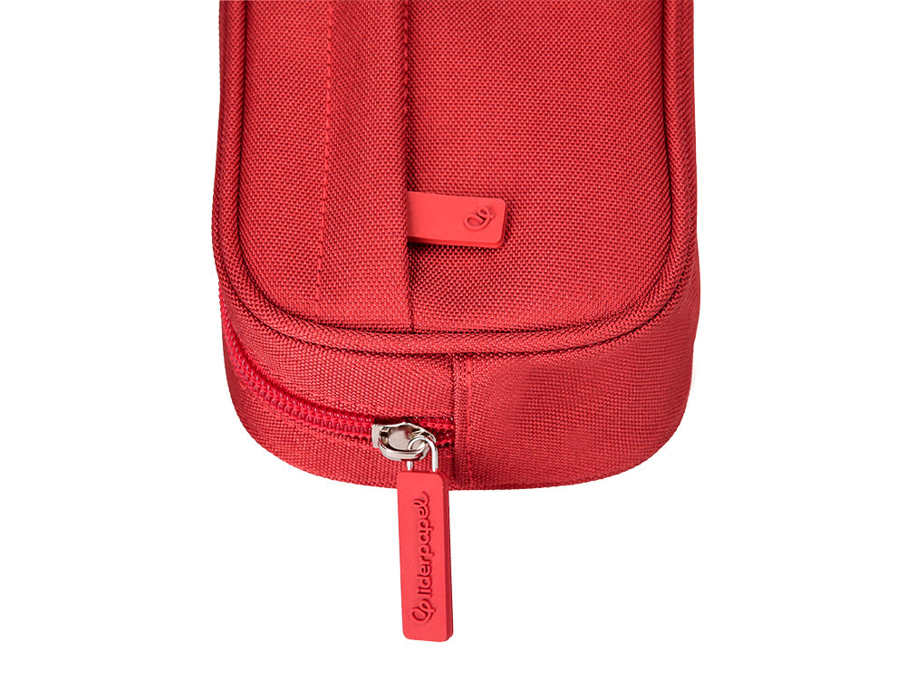 Estuche portatodo liderpapel classic ovalado 2 cremalleras con bolsillo delantero 210x90mm