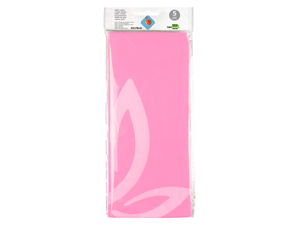 Papel seda liderpapel 52x76cm 18g/m2 bolsa de 5 hojas