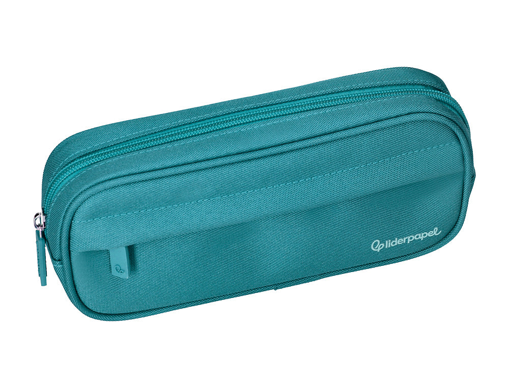 Estuche portatodo liderpapel classic ovalado 2 cremalleras con bolsillo delantero 210x90mm