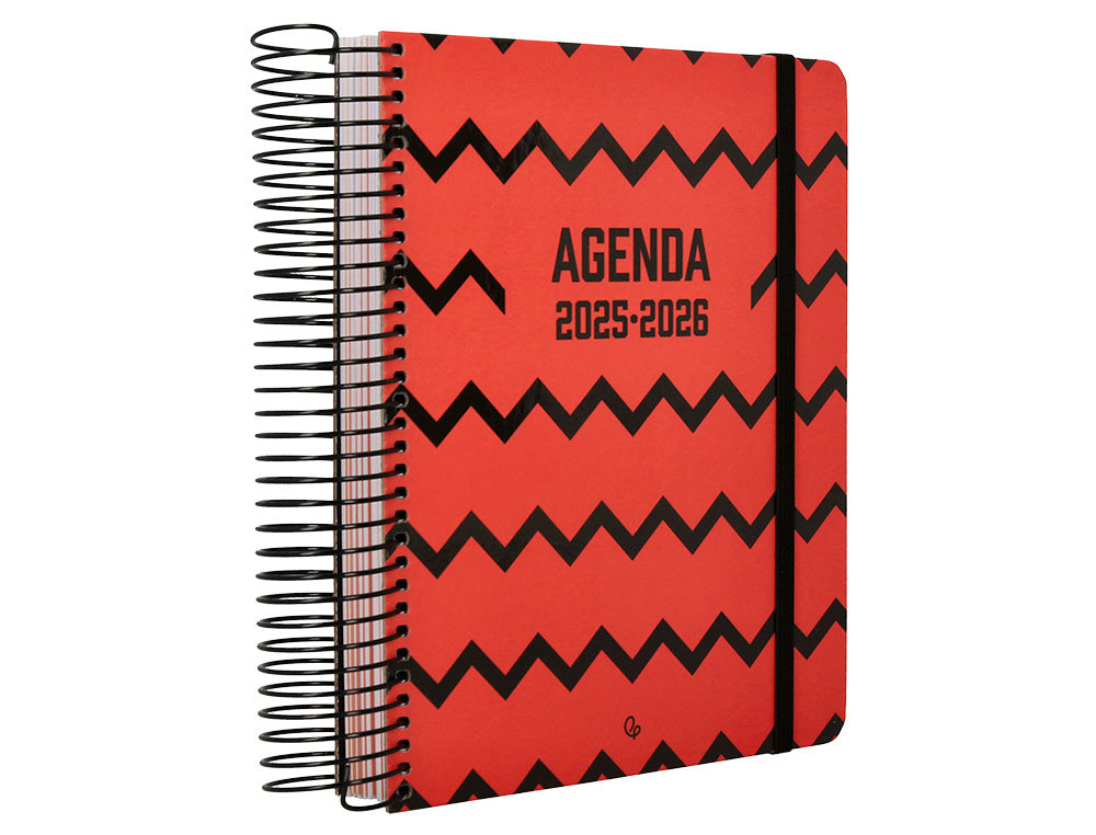 Agenda escolar liderpapel 25-26 espiral patterns zigzag dia pagina a5 bilingüe papel fsc