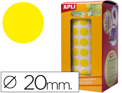 Gomets autoadhesivos circulares 20mm rollo de 1770 unidades