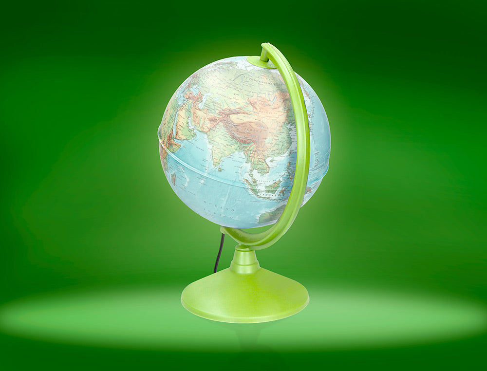 Globo terraqueo liderpapel con luz fisico y politico diametro 26 cm
