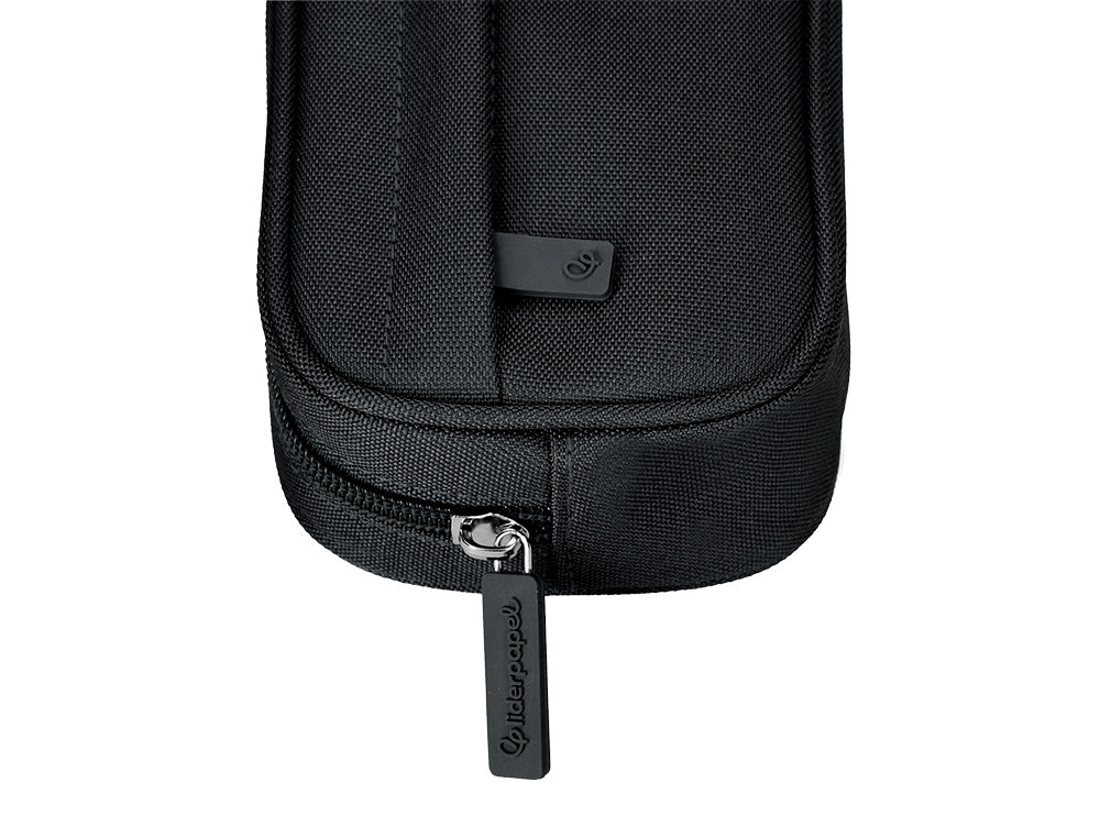 Estuche portatodo liderpapel classic ovalado 2 cremalleras con bolsillo delantero 210x90mm