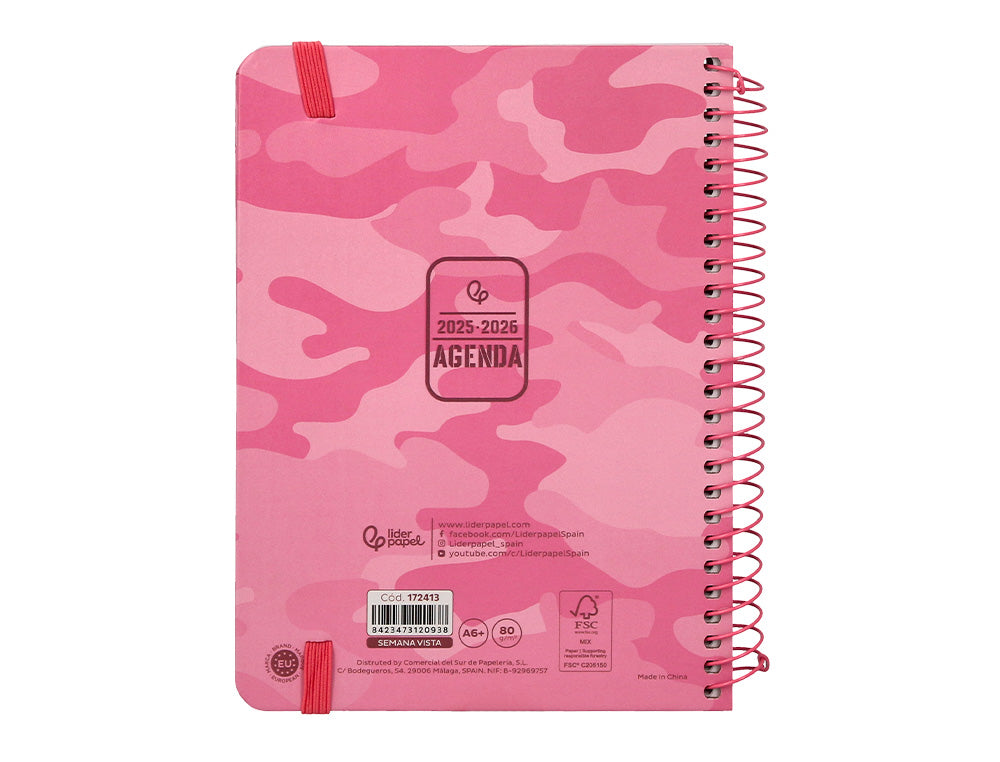 Agenda escolar liderpapel 25-26 teens patterns abstract pattern semana vista a6 bilingue papel fsc 80 gr