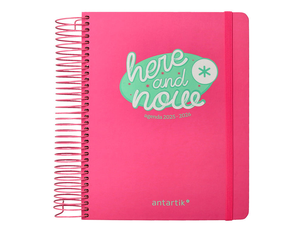 Agenda escolar antartik 25-26 espiral here and now azul pagina a5 bilingüe papel fsc 80 gr 80 gr