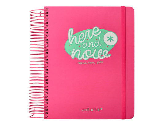 Agenda escolar antartik 25-26 espiral here and now azul pagina a5 bilingüe papel fsc 80 gr 80 gr