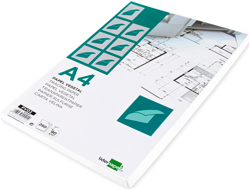 Papel dibujo liderpapel 210x297mm 90g/m2 vegetal