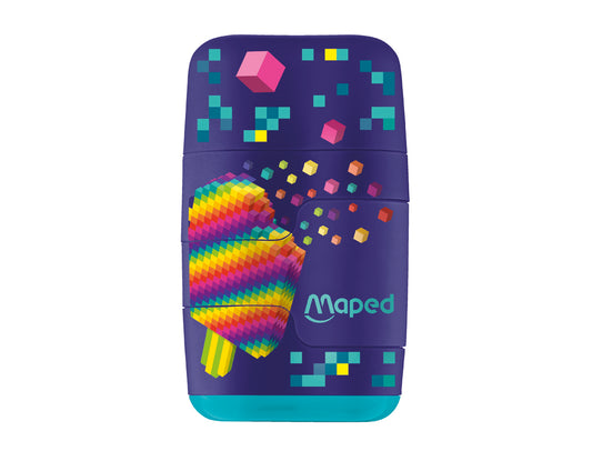 Sacapuntas maped plastico connect pixel party 2 usos con goma de borrar