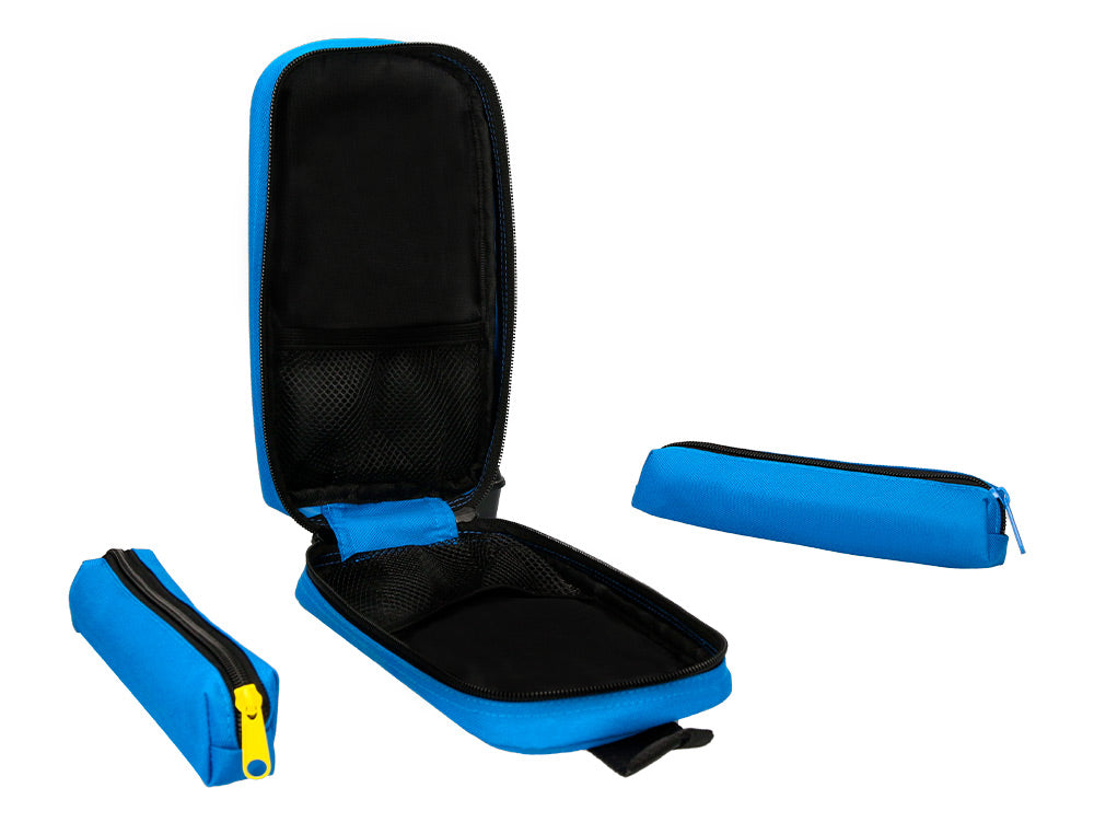 Estuche portatodo antartik forma de mochila con bolsillo y 4 departamentos 230x50x120 mm
