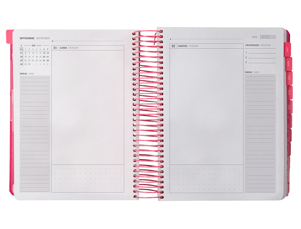 Agenda escolar antartik 25-26 espiral plans dia pagina a5 bilingüe papel fsc 80 gr