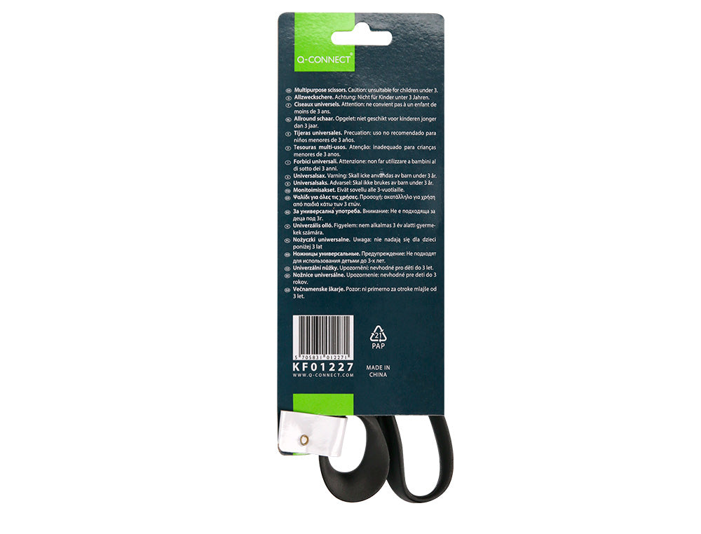 Tijera oficina q-connect inoxidable 8" 20 cm en blister