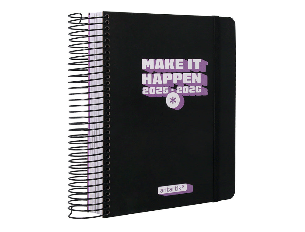 Agenda escolar antartik 25-26 espiral neon dia pagina a5 bilingüe papel fsc 80 gr