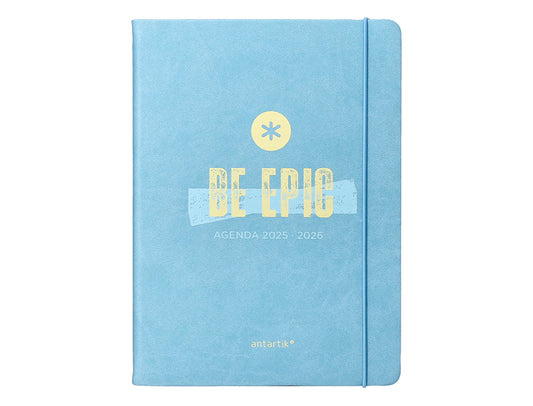Agenda escolar antartik 25-26 encuadernada go! simil piel azul semana vista a5 bilingüe papel fsc 80 gr