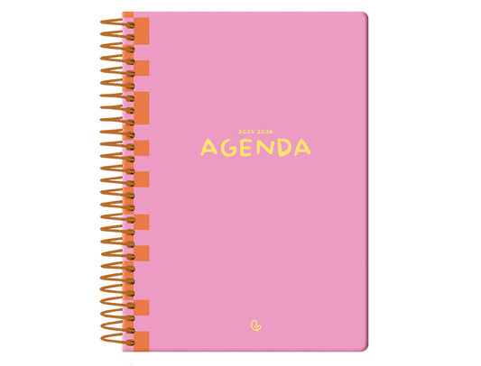 Agenda escolar liderpapel 25-26 espiral classic rosa semana vista a5 bilingüe papel fsc 70 gr