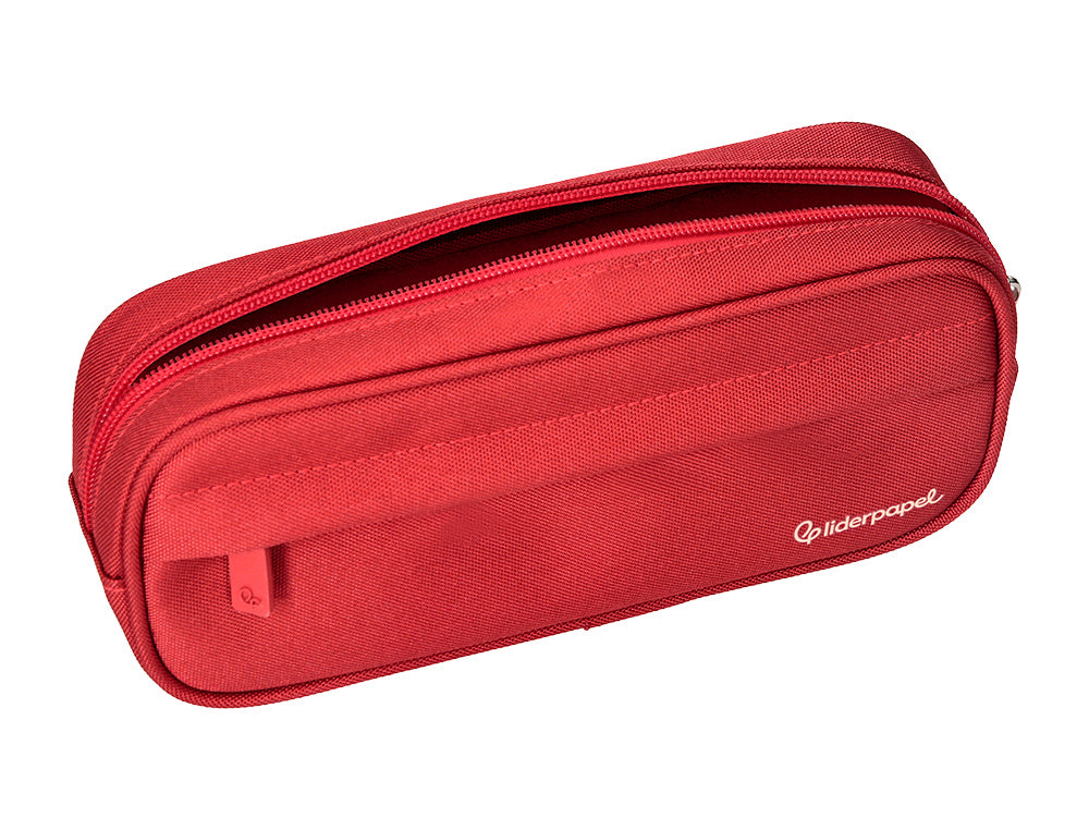 Estuche portatodo liderpapel classic ovalado 2 cremalleras con bolsillo delantero 210x90mm
