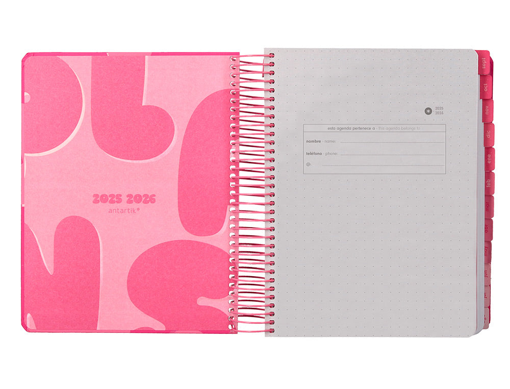 Agenda escolar antartik 25-26 espiral plans dia pagina a5 bilingüe papel fsc 80 gr