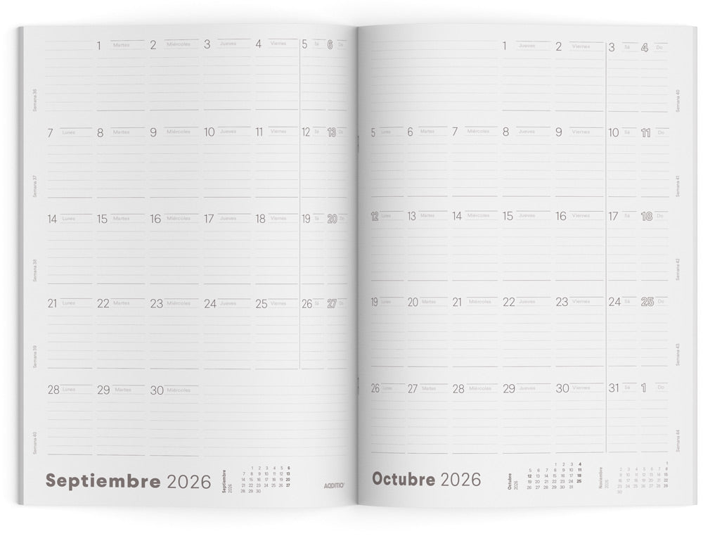 Agenda g mes vista additio planificador 16 meses 19,5x28,5 cm colores surtidos
