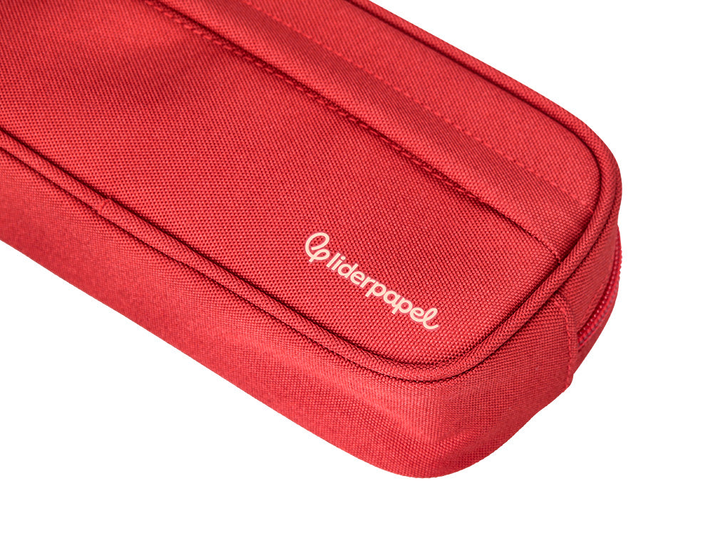 Estuche portatodo liderpapel classic ovalado 2 cremalleras con bolsillo delantero 210x90mm