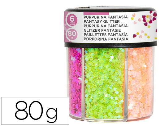 Purpurina fantasia liderpapel corazon y estrella bote de 80gr