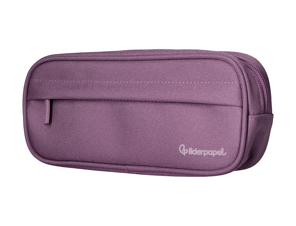 Estuche portatodo liderpapel classic ovalado 2 cremalleras con bolsillo delantero 210x90mm