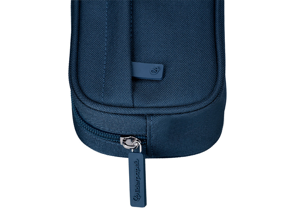 Estuche portatodo liderpapel classic ovalado 2 cremalleras con bolsillo delantero 210x90mm