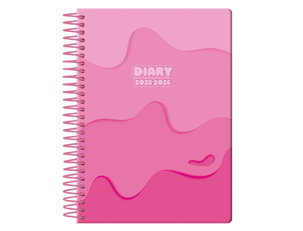 Agenda escolar liderpapel 25-26 espiral melting semana vista a6 bilingüe papel fsc 80 gr