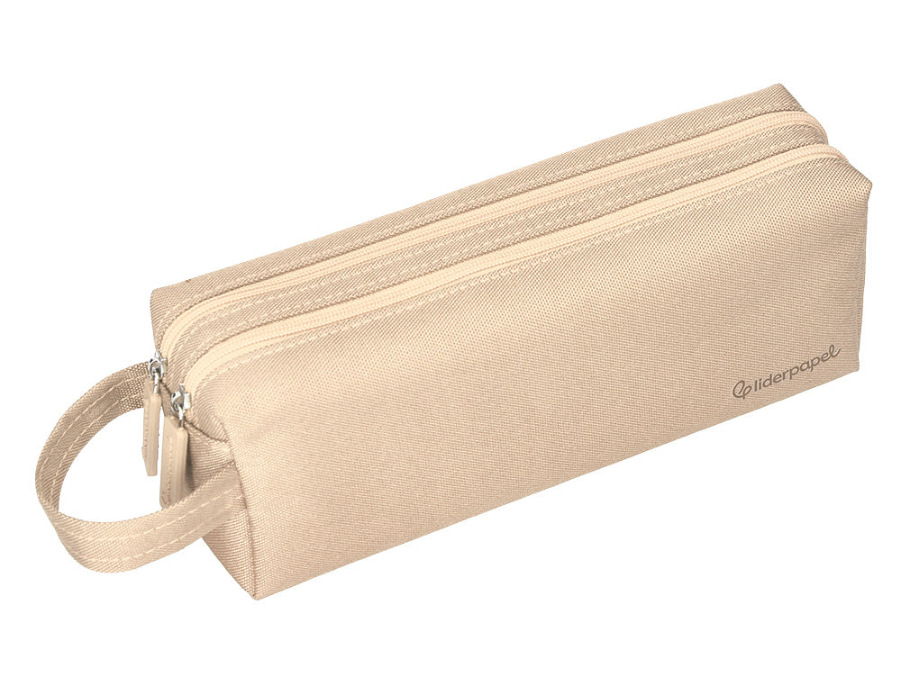 Estuche portatodo liderpapel classic rectangular con asa 2 cremalleras 210 x80mm 