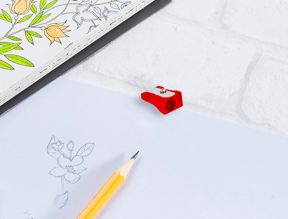 Sacapuntas liderpapel metalico cuña 1 uso color rojo