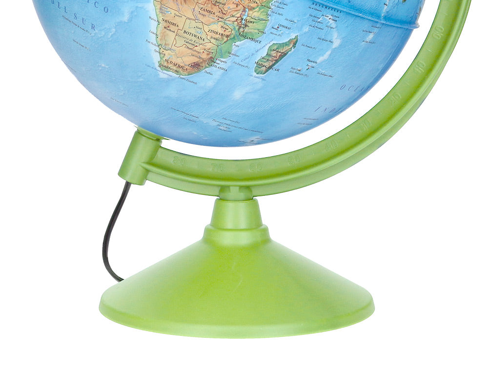 Globo terraqueo liderpapel con luz fisico y politico diametro 26 cm