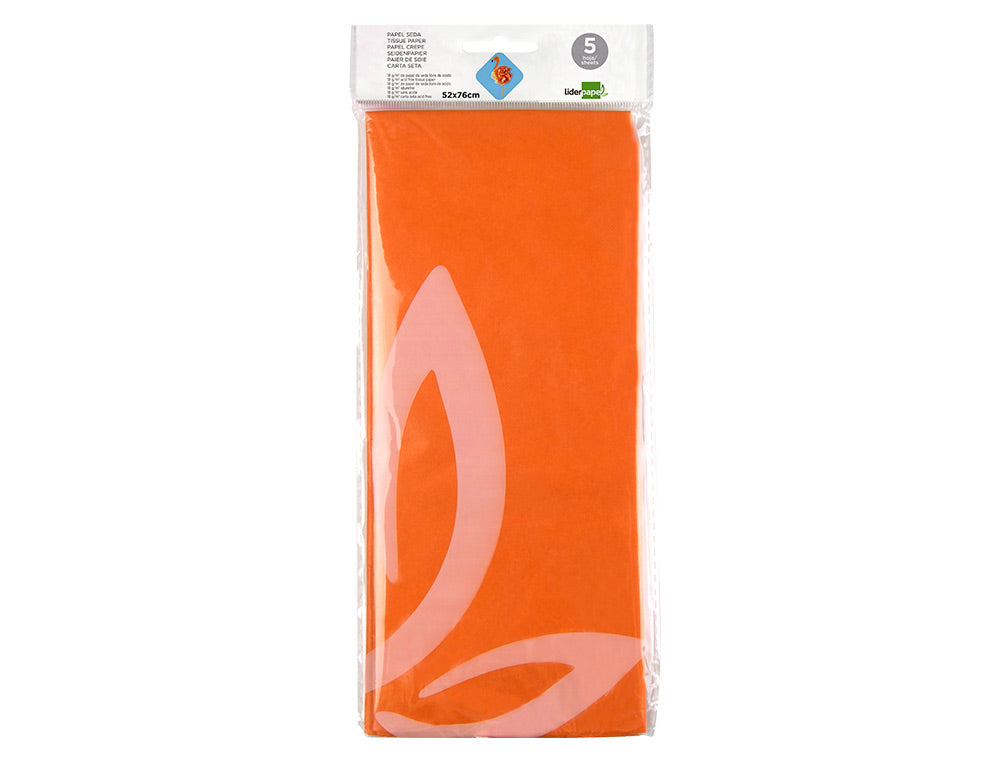 Papel seda liderpapel 52x76cm 18g/m2 bolsa de 5 hojas