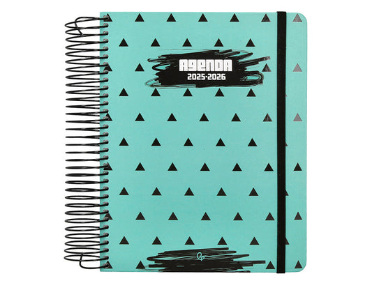 Agenda escolar liderpapel 25-26 espiral patterns triangulos dia pagina a5 bilingüe papel fsc 80 gr