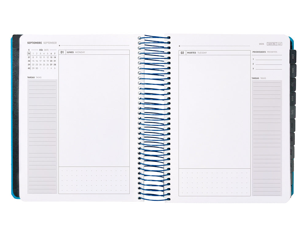 Agenda escolar antartik 25-26 espiral neon dia pagina a5 bilingüe papel fsc 80 gr