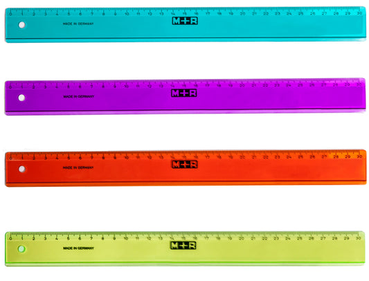 Regla m+r 30 cm plastico graduada y biselada colores surtidos
