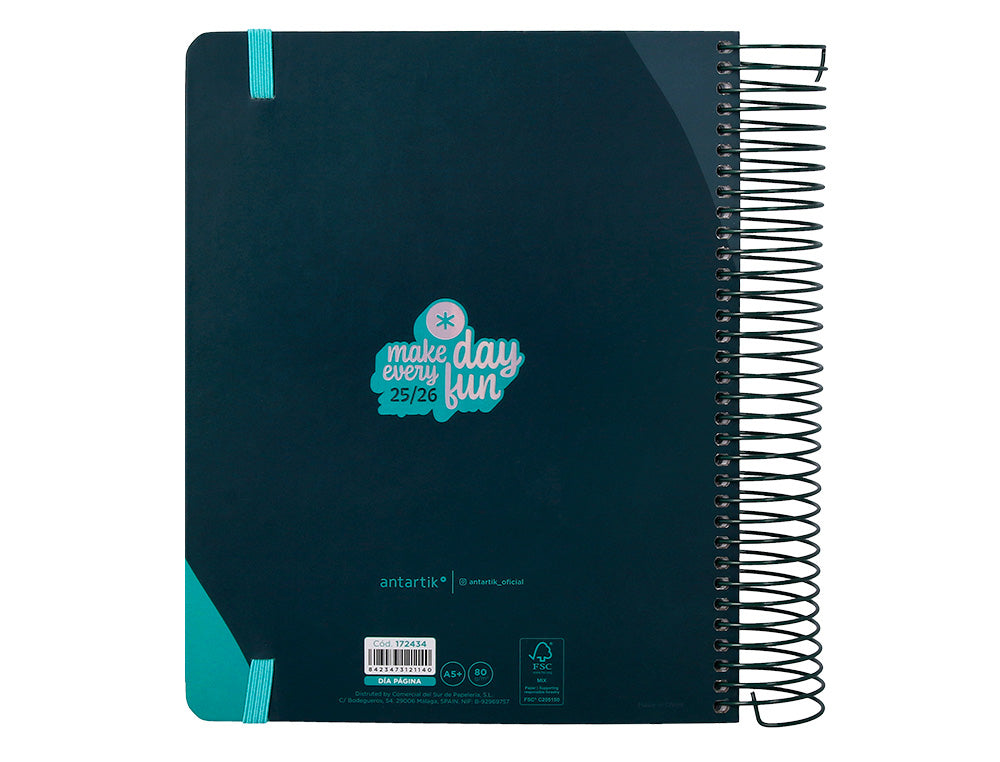 Agenda escolar antartik 25-26 espiral fun day fucsia dia pagina a5 bilingüe papel fsc 80 gr