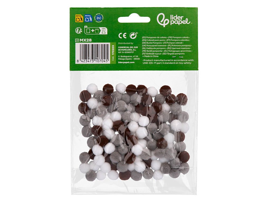 Pompones de colores liderpapel 1 cm bolsa con 120 unidades