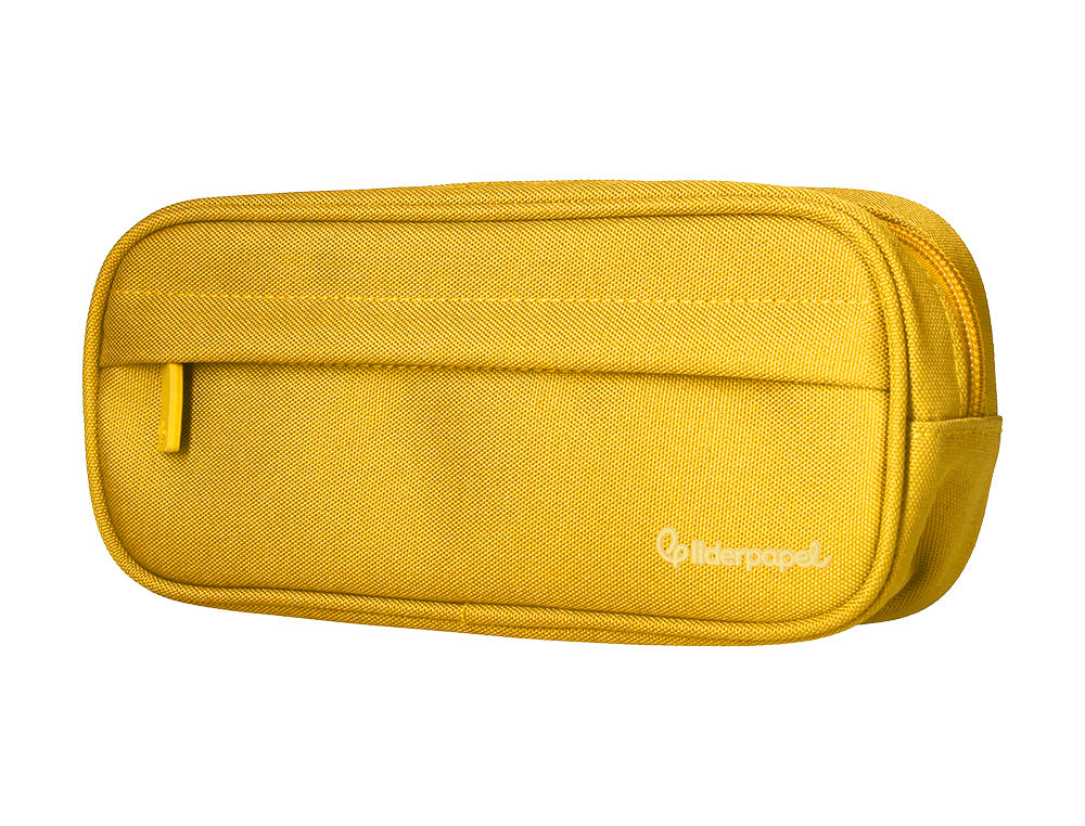 Estuche portatodo liderpapel classic ovalado 2 cremalleras con bolsillo delantero 210x90mm